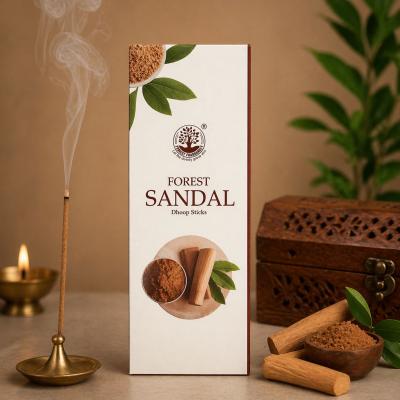 Forest Sandal Dhoop Sticks. Infused with the rich and soothing fragrance of sandalwood,